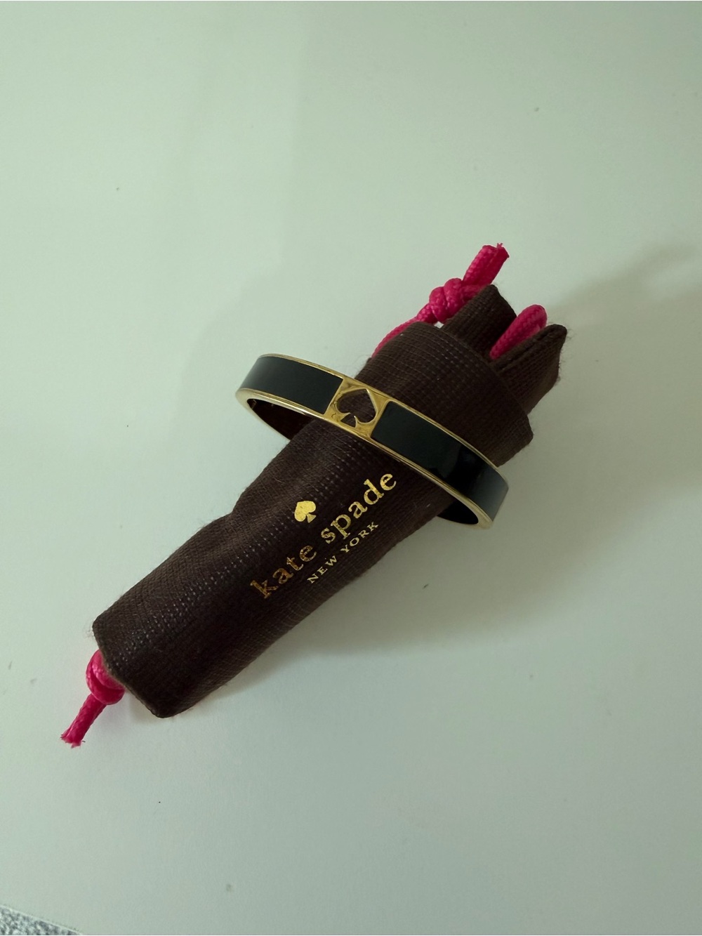 kate spade Black and Gold Spade Logo Enamel Bangle